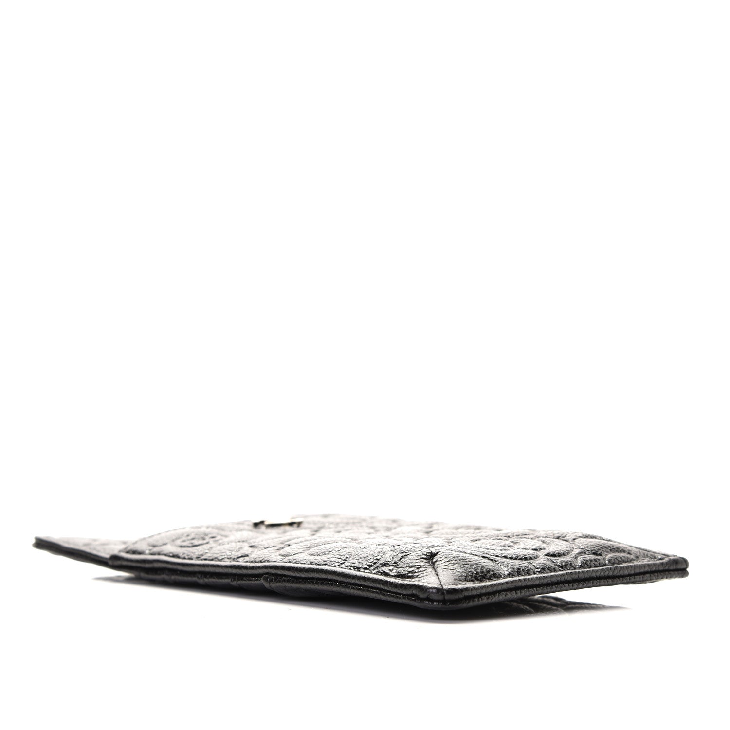 Chanel Caviar Camellia Embossed Classic Flat Wallet Pouch Black 3 of 7