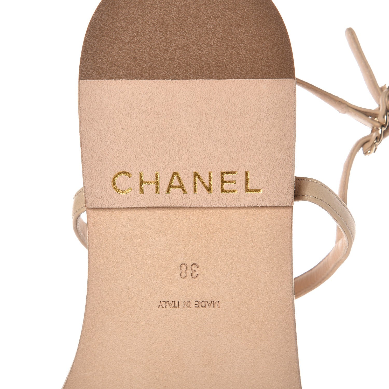 Chanel Lambskin CC Chain Thong Sandals 38 Beige 7 of 9