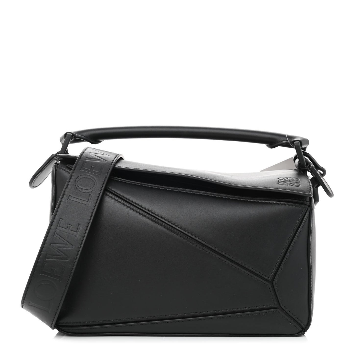 Satin Calfskin Small Puzzle Bag Black