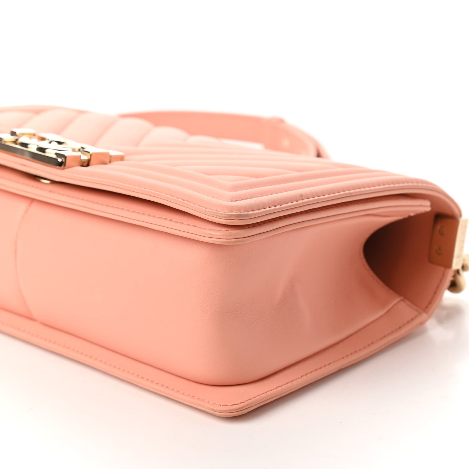 Chanel Lambskin Chevron Quilted Medium Boy Flap Light Pink 7 of 10