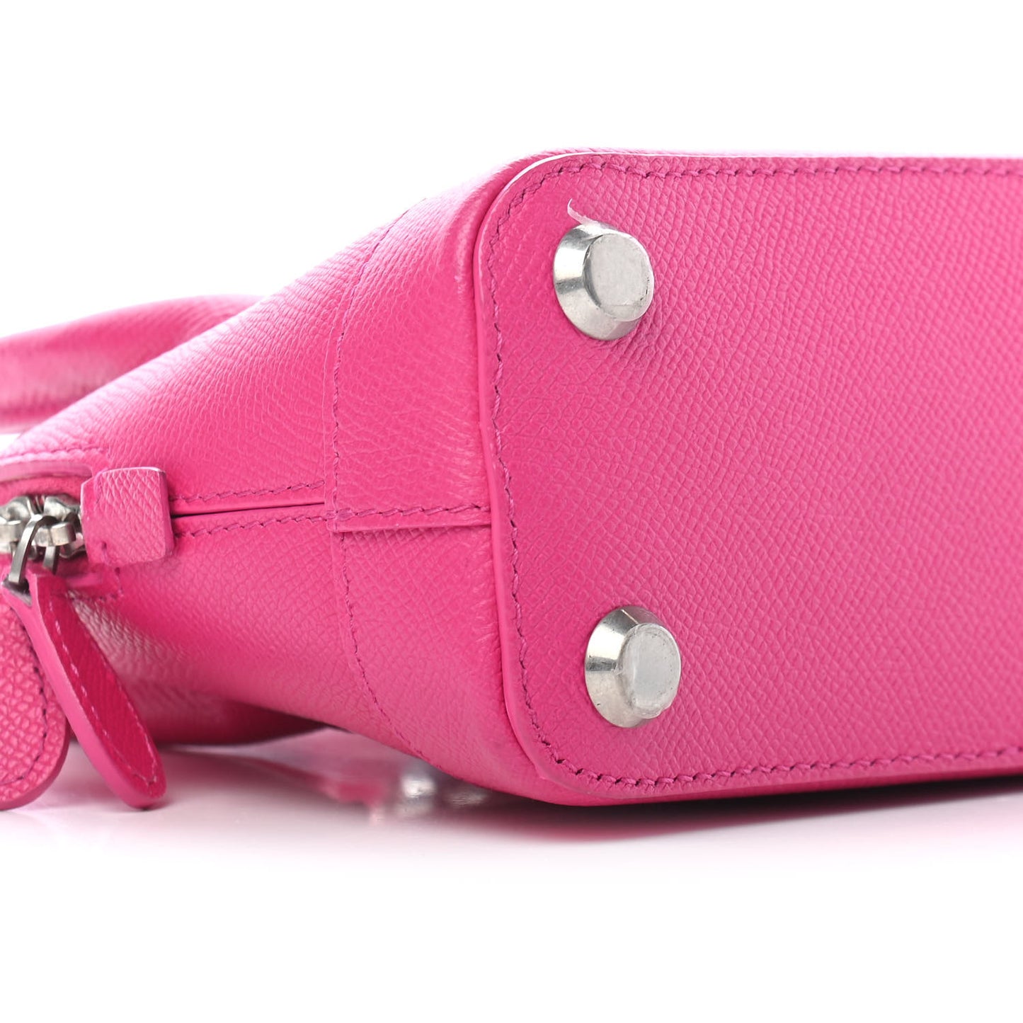 Signature Grained Calfskin Logo XXS Ville Top Handle Bag Fuchsia