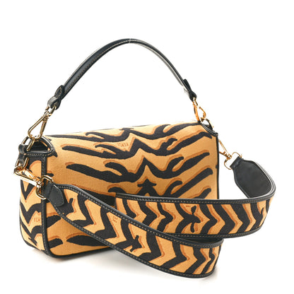 Fendi Canvas Chinese New Year Tiger Embroidered Baguette Black Dark Yellow 2 of 9