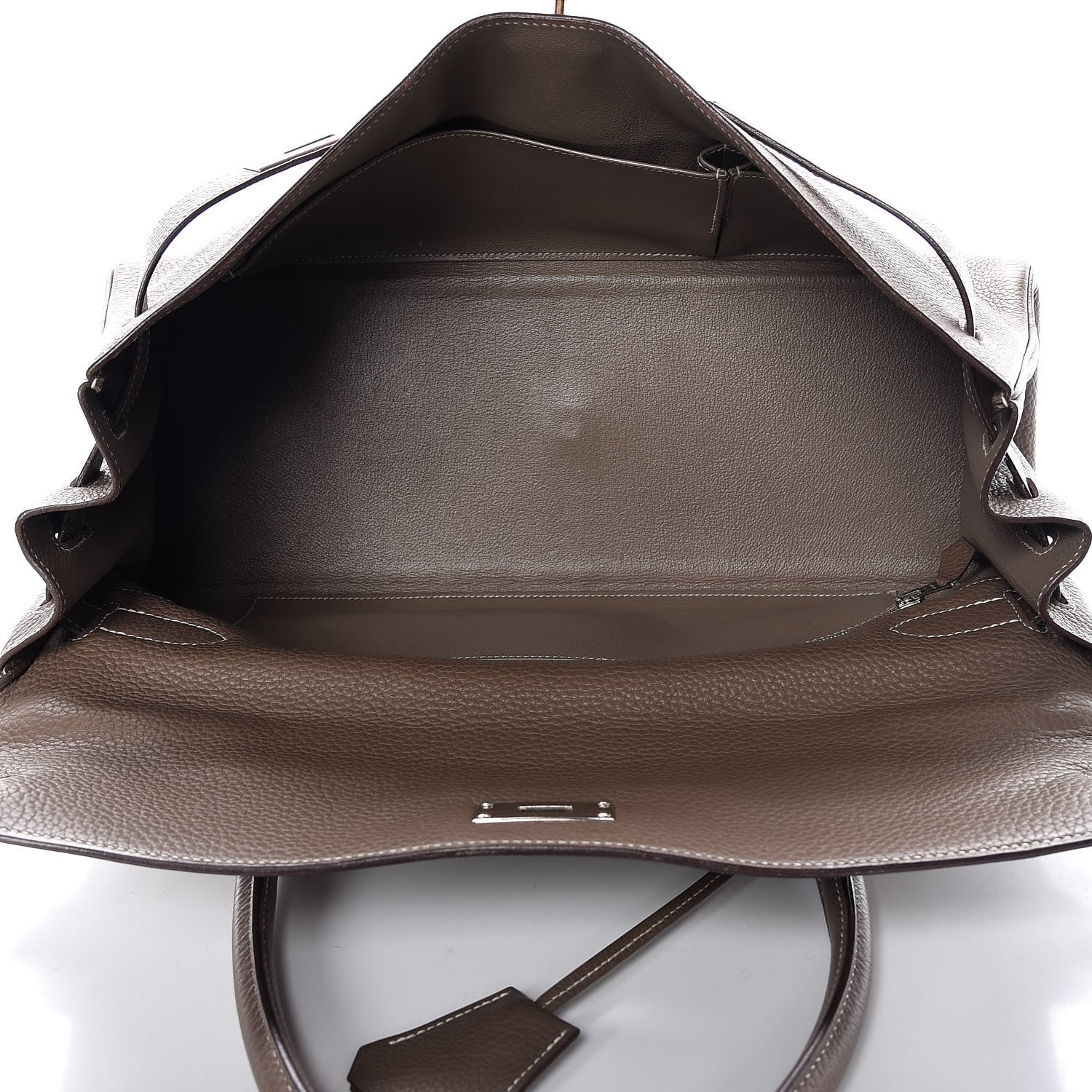 Hermes Taurillon Clemence Shoulder Kelly 40 Etoupe 7 of 38