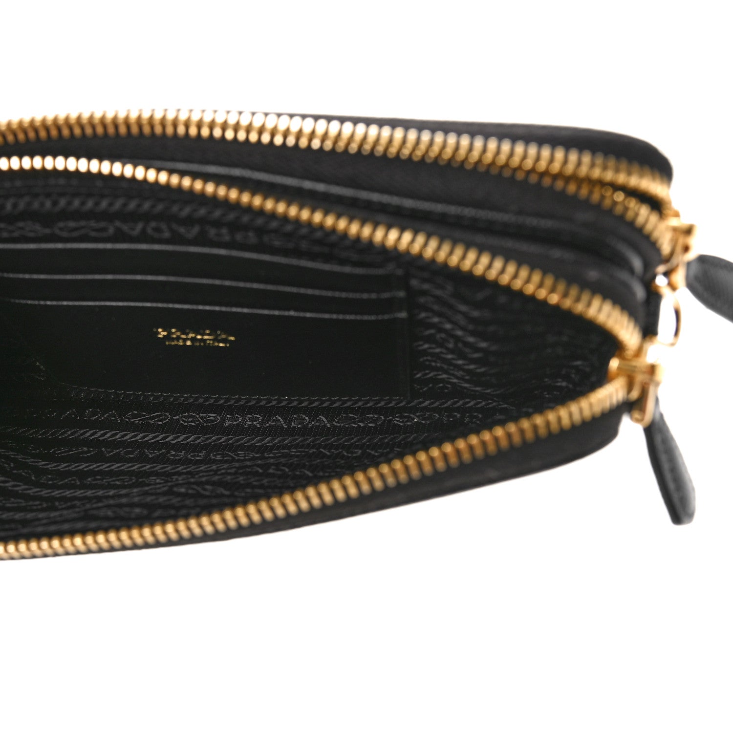Prada Saffiano Lux Mini Double Zip Chain Crossbody Bag Black 5 of 10
