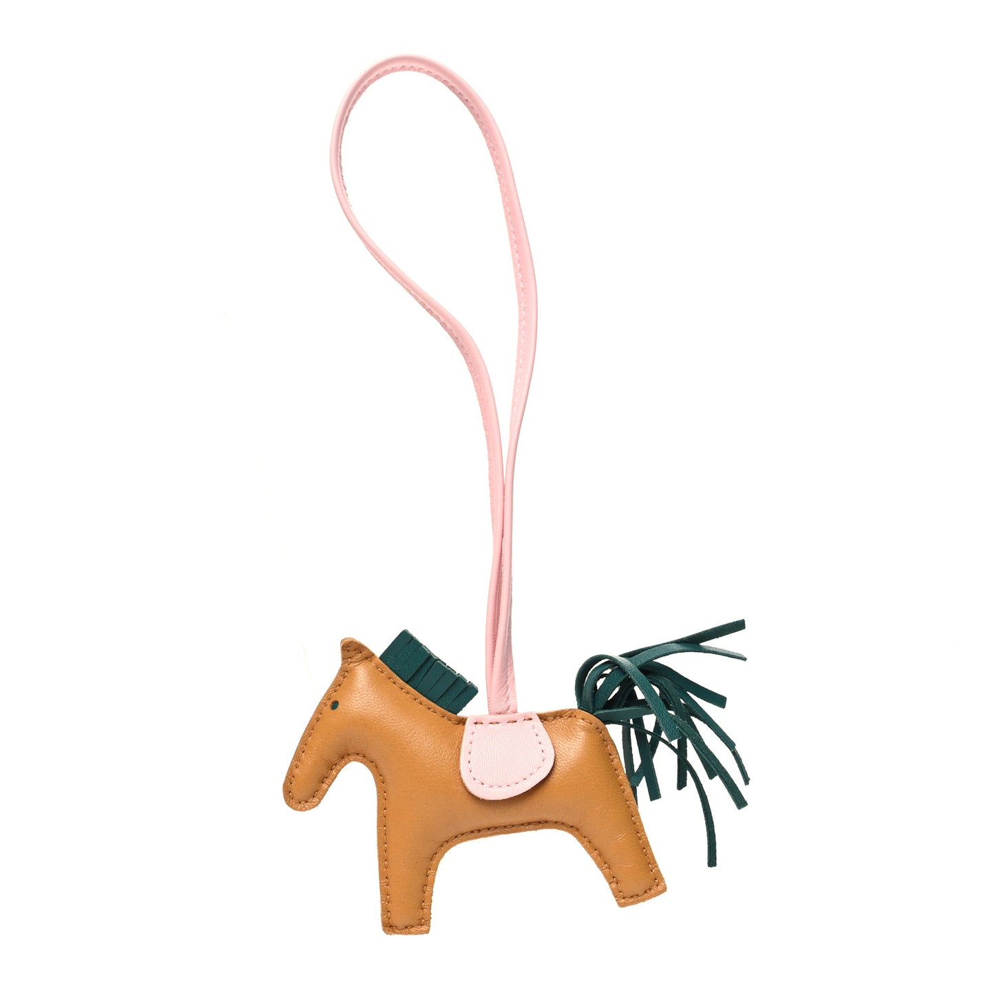 Milo Lambskin Grigri Rodeo Horse Bag Charm PM Sesame Malachite Rose Sakura
