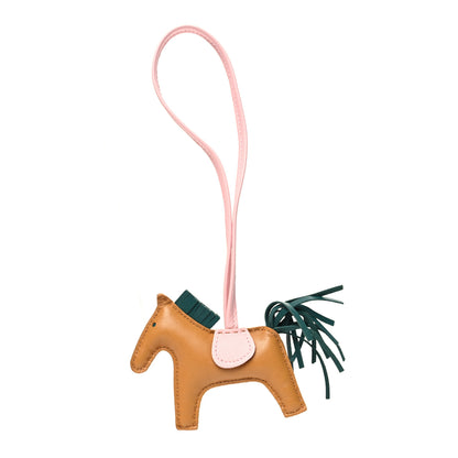 Hermes Milo Lambskin Grigri Rodeo Horse Bag Charm PM Sesame Malachite Rose Sakura 1 of 3
