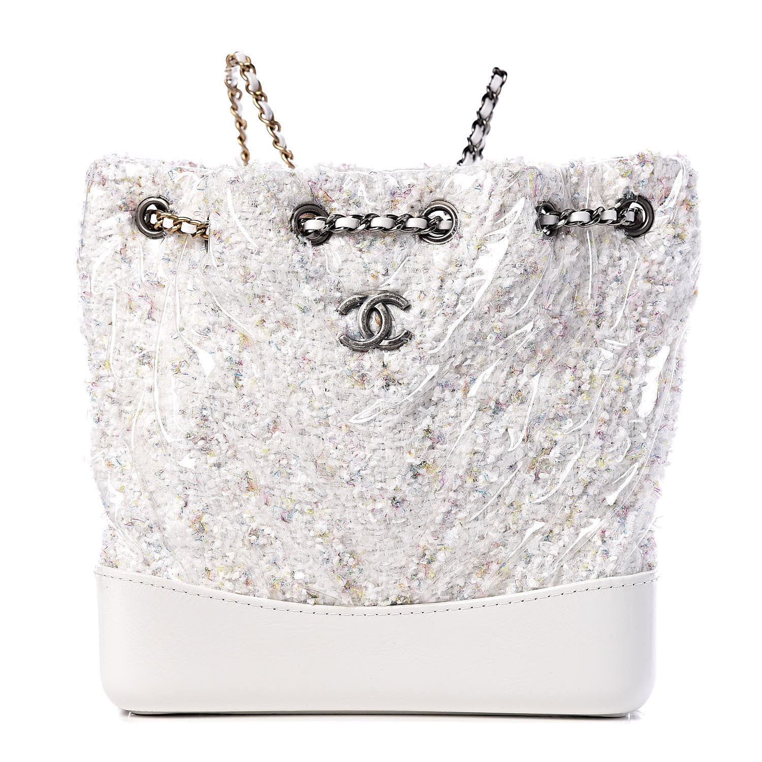 Chanel Tweed PVC Quilted Gabrielle Backpack White 1 of 11