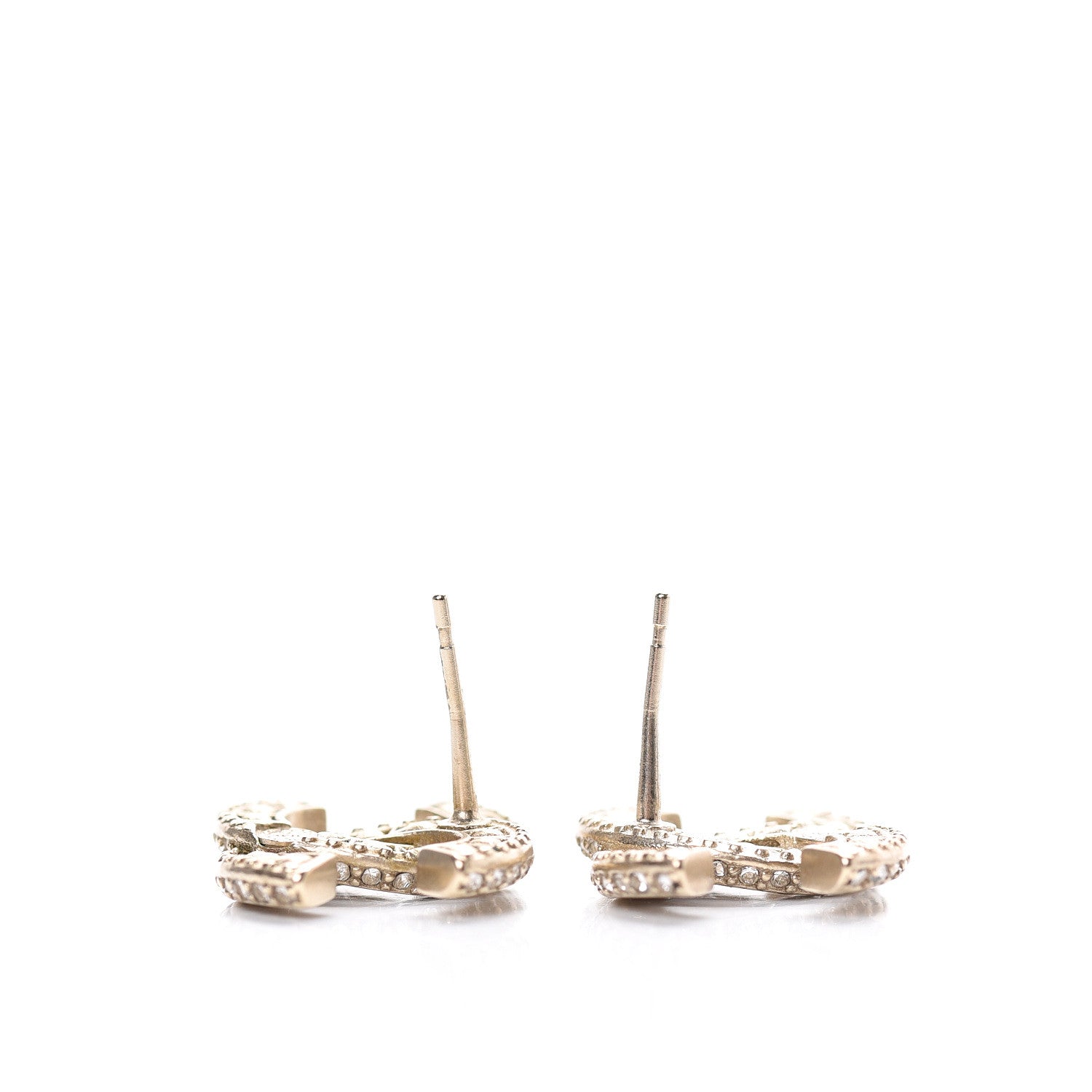 Chanel Crystal Timeless CC Earrings Light Gold 5 of 5