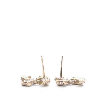 Chanel Crystal Timeless CC Earrings Light Gold 5 of 5