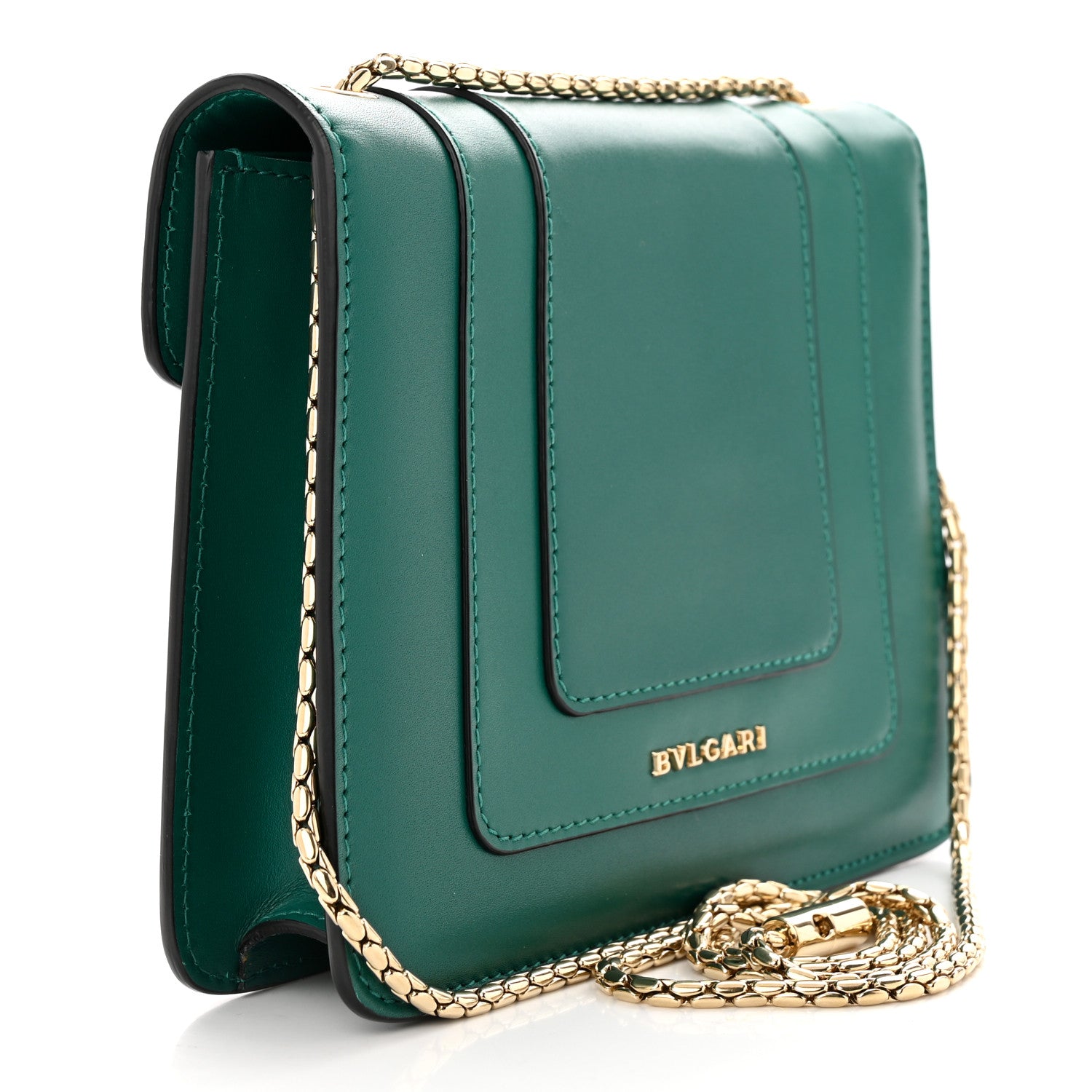 Bulgari Calfskin Small Serpenti Forever Snake Strap Crossbody Bag Emerald Green 4 of 11