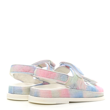 Chanel Printed Fabric Quilted Dad Sandals 35.5 Green Pink Blue 4 of 9