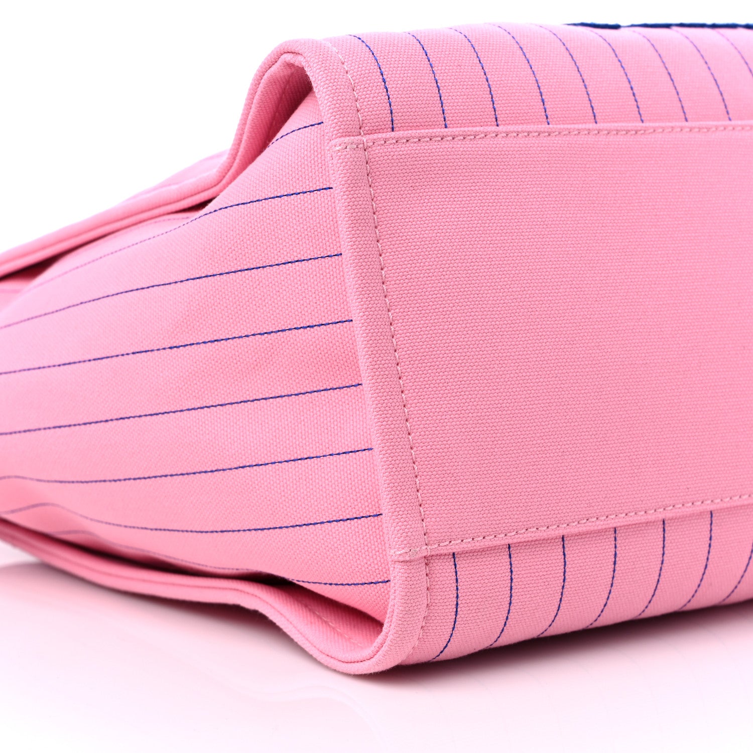 Chanel Canvas Calfskin Striped Large Deauville Tote Pink Blue 9 of 10