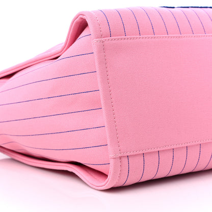 Chanel Canvas Calfskin Striped Large Deauville Tote Pink Blue 9 of 10