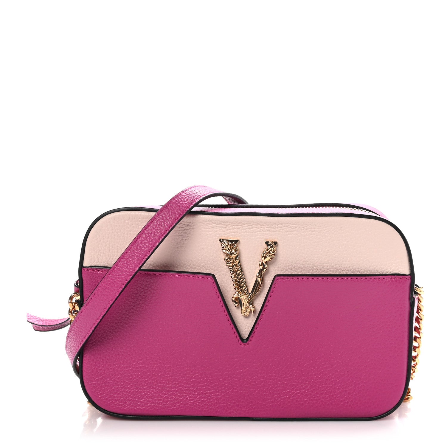 Versace Grainy Calfskin Virtus Small Camera Bag Purple 1 of 9