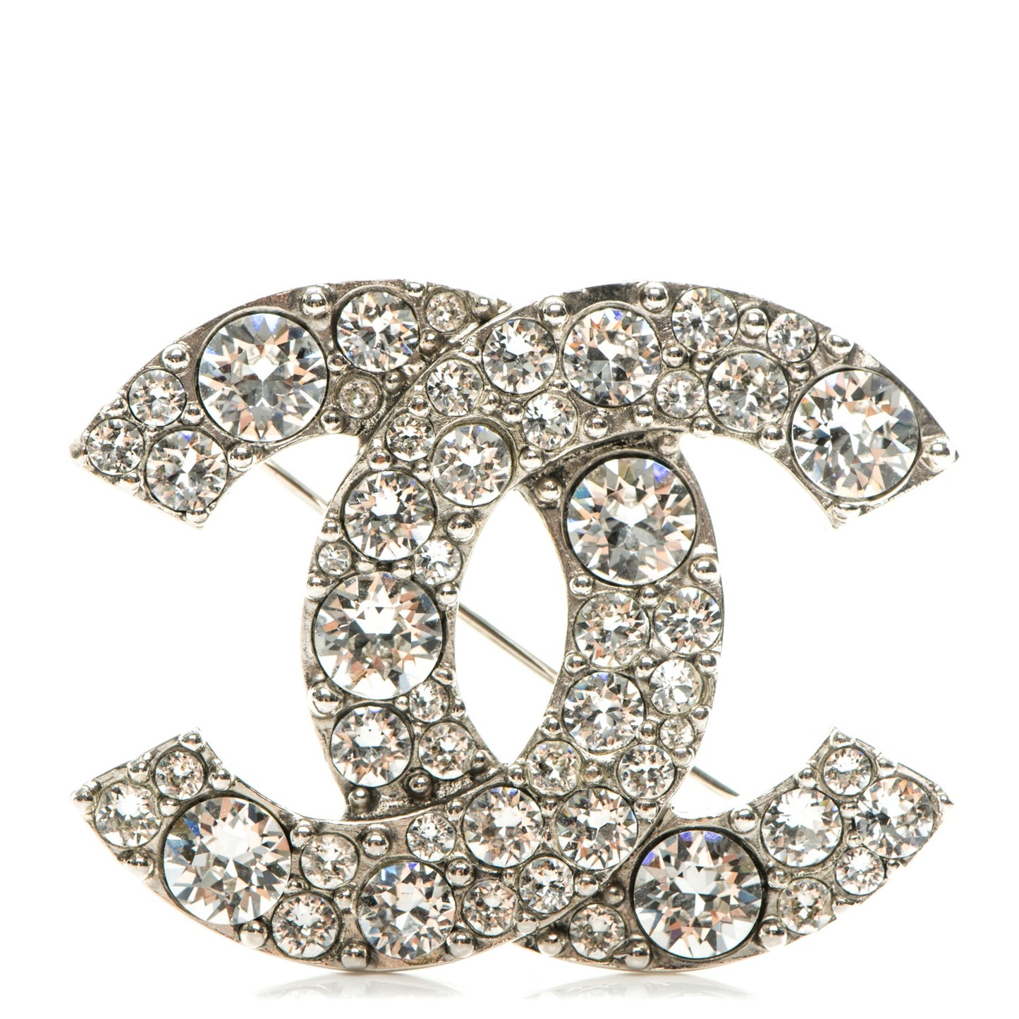 Crystal Large CC Brooch Silver