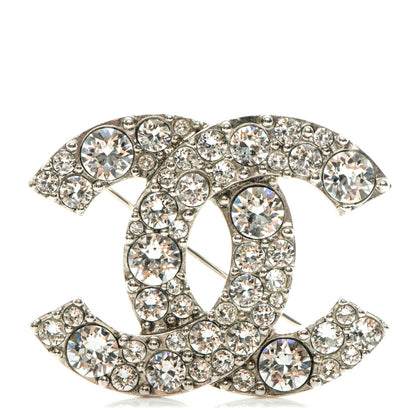 Chanel Crystal Large CC Brooch Silver 1 of 4