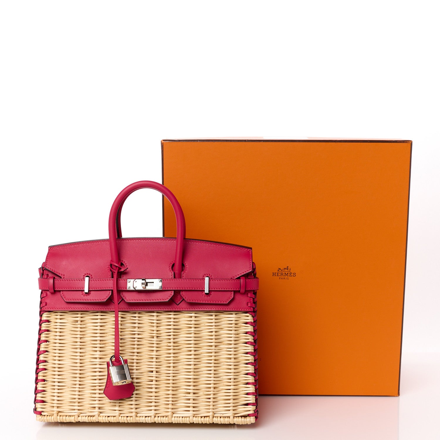 Hermes Wicker Swift Picnic Birkin 25 Naturel Framboise 13 of 13