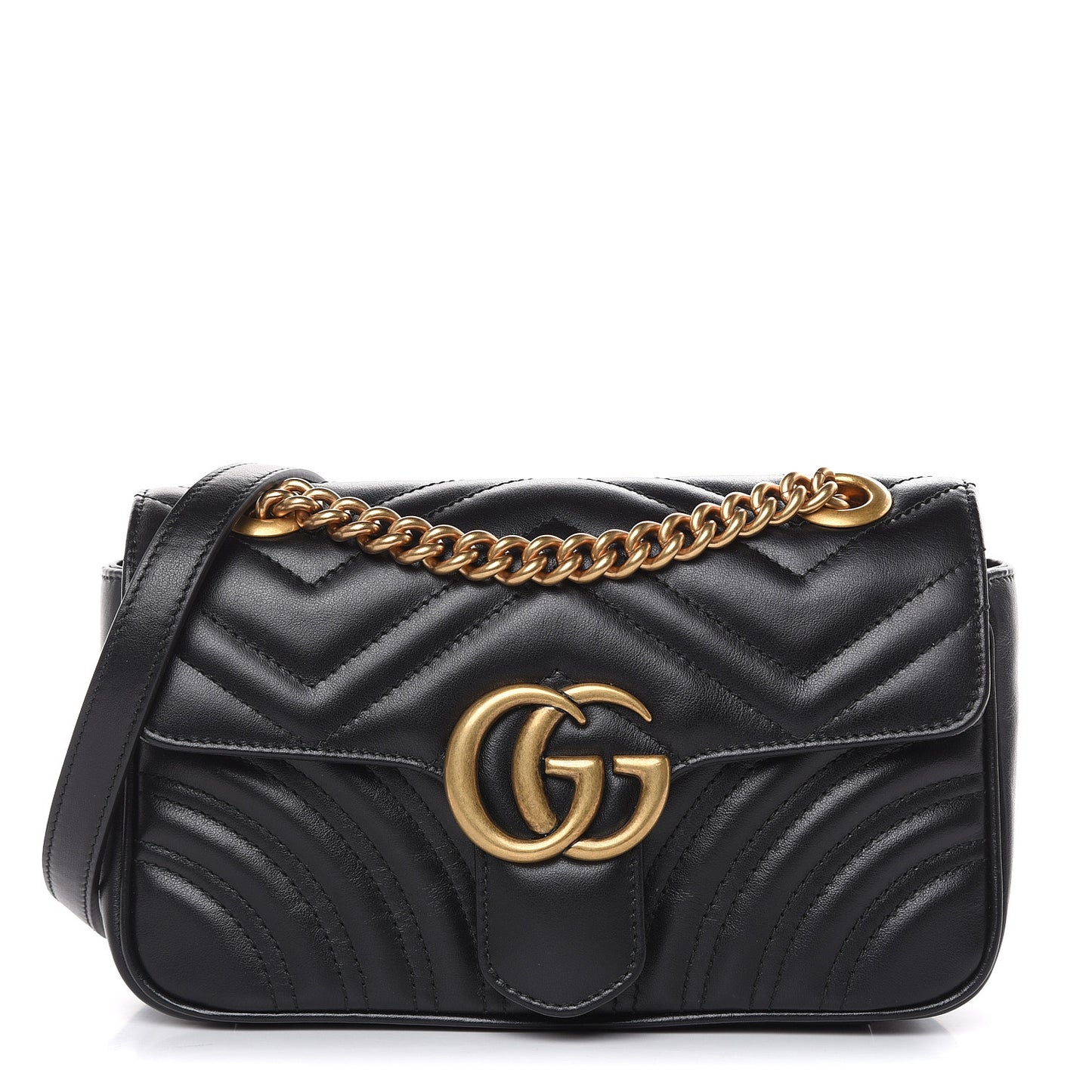 Calfskin Matelasse Mini GG Marmont Shoulder Bag Black