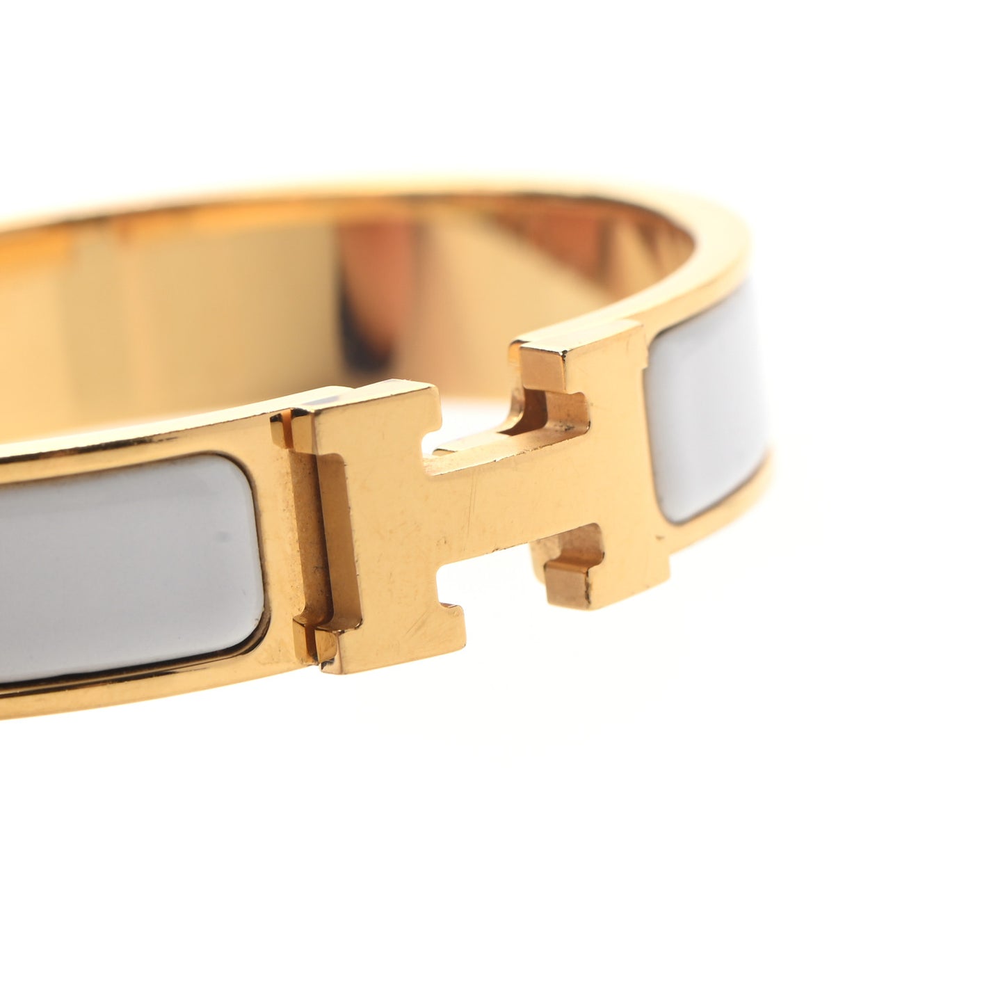 Enamel Narrow Clic Clac H Bracelet PM White