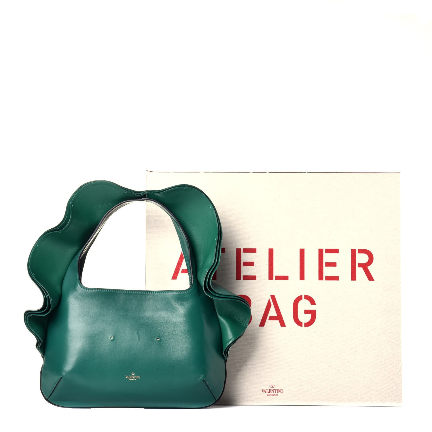 Valentino Garavani Nappa Atelier 04 Rouches Edition Small Ruffle Hobo Jungle 9 of 9