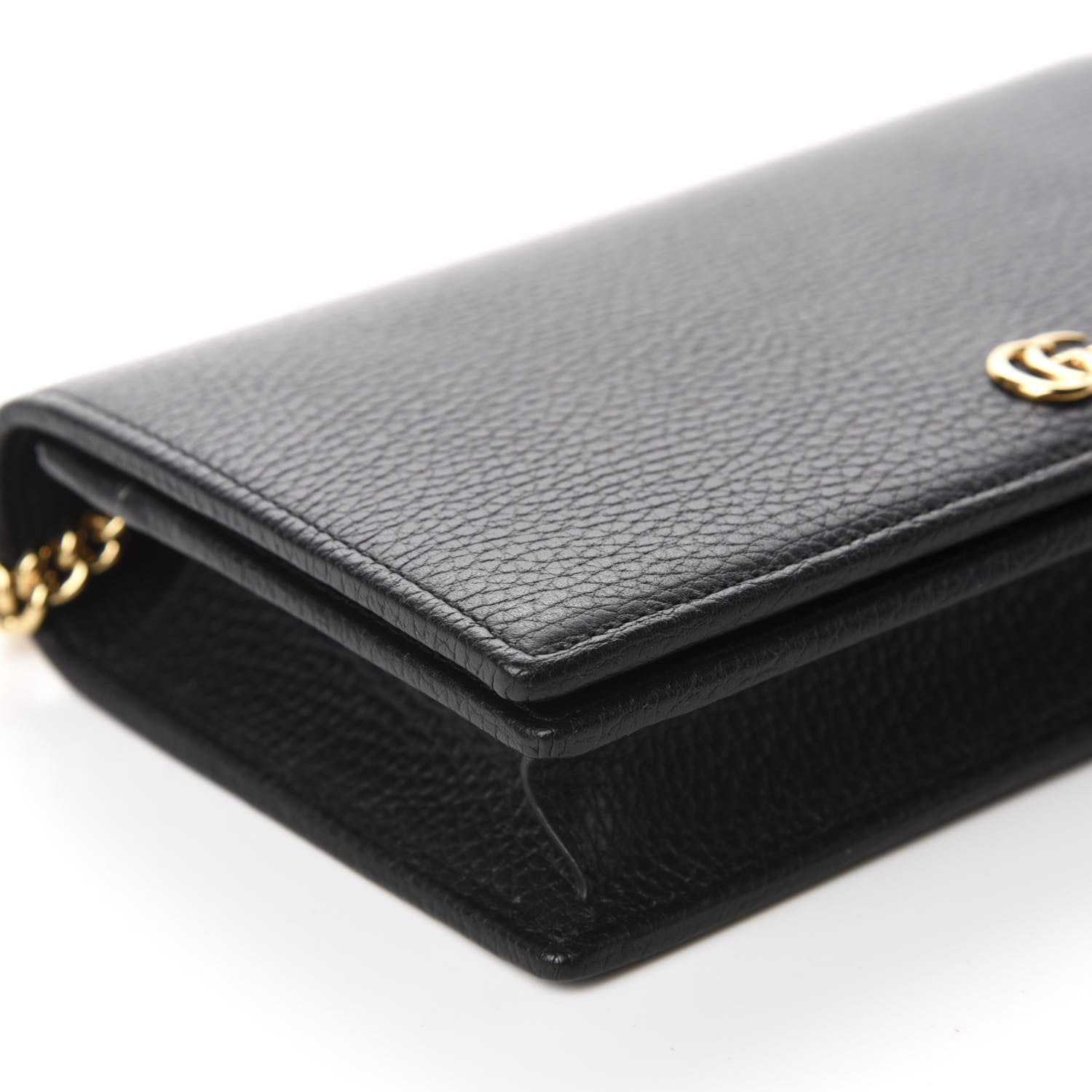 Gucci Calfskin Mini GG Marmont Chain Wallet Black 6 of 10