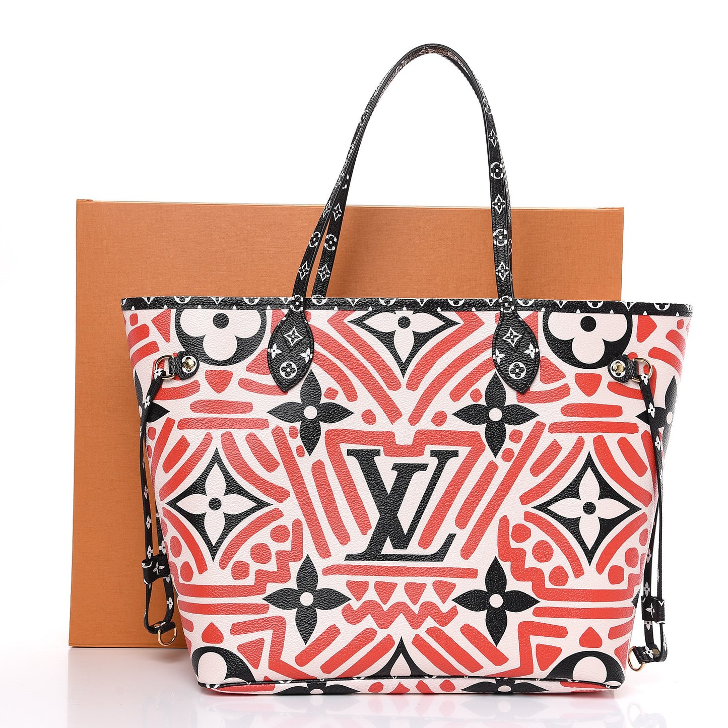 Monogram Giant Crafty Neverfull MM Creme Rouge Black