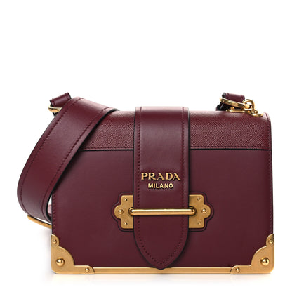 Prada City Calf Saffiano Mini Cahier Bag Granato 1 of 8