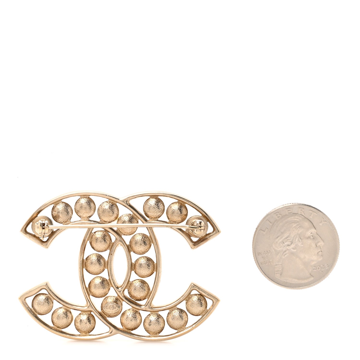 Chanel Pearl CC Brooch Light Gold 2 of 3