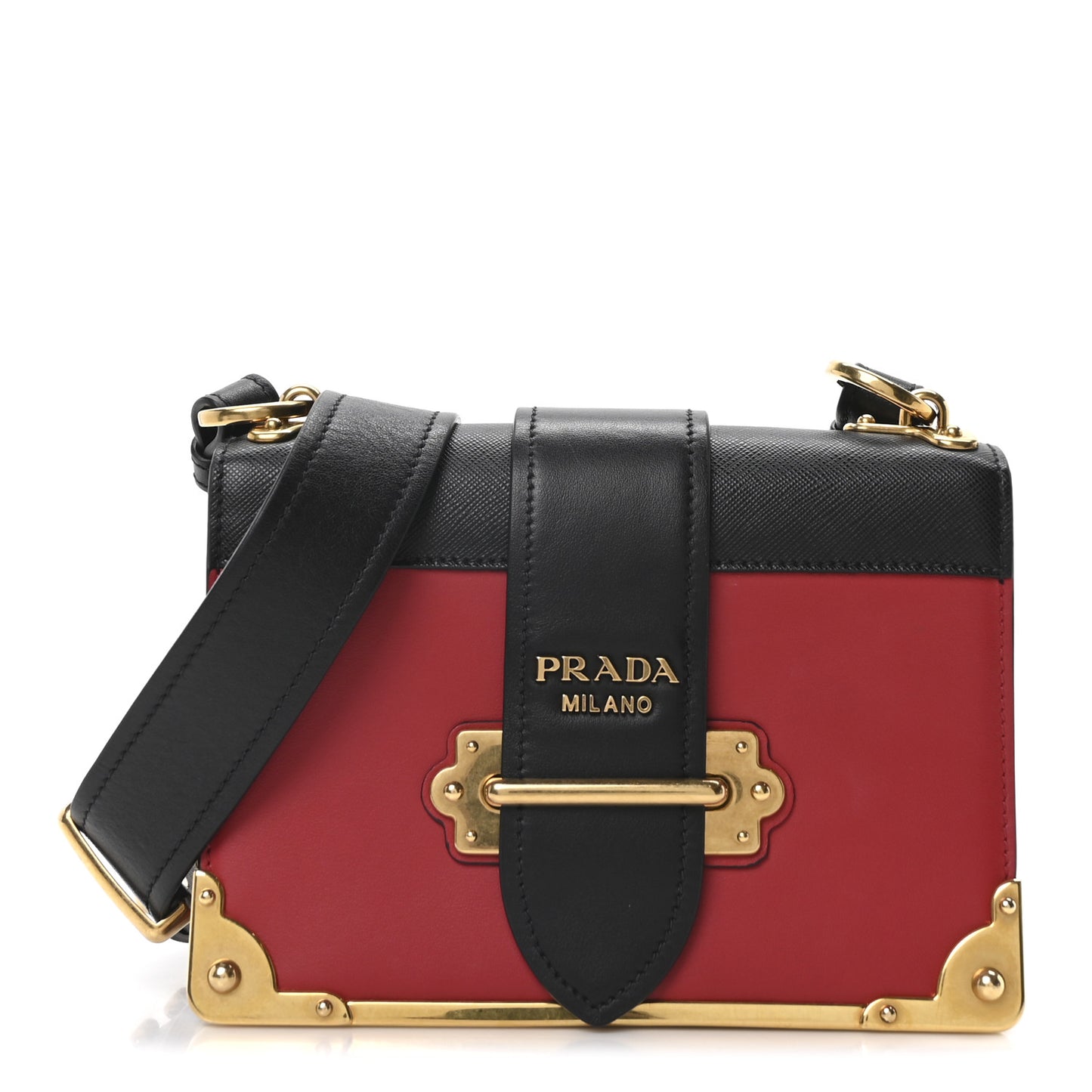 City Calfskin Saffiano Cahier Bag Fuoco Black