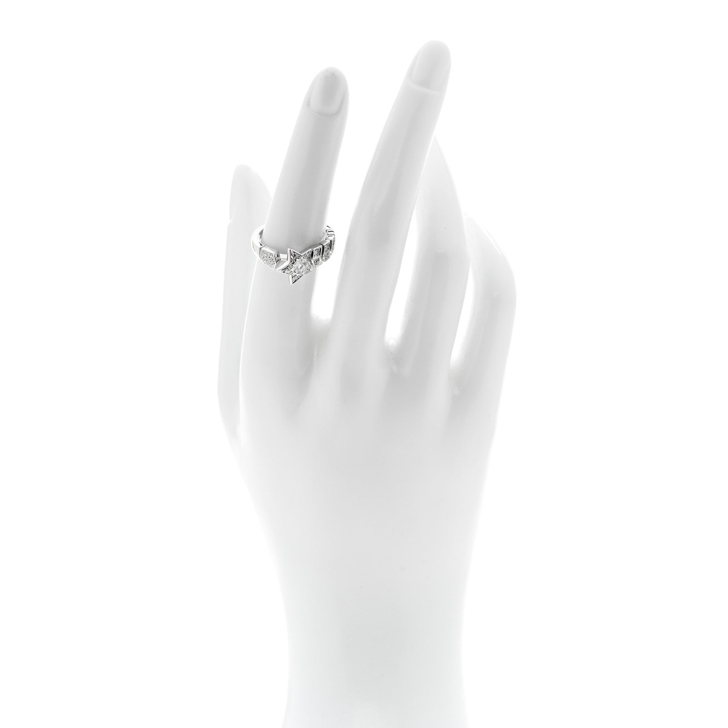 Chanel 18K White Gold Diamond Comete Chevron Ring 53 6.5 2 of 6