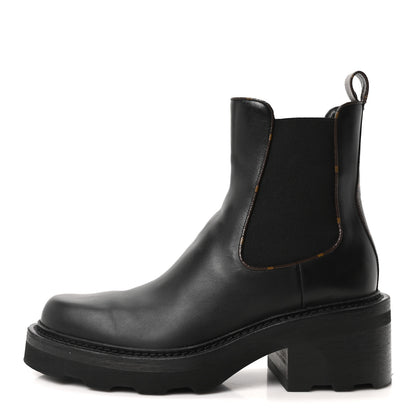 Louis Vuitton Calfskin Monogram Beaubourg Ankle Boots 39.5 Black 1 of 9
