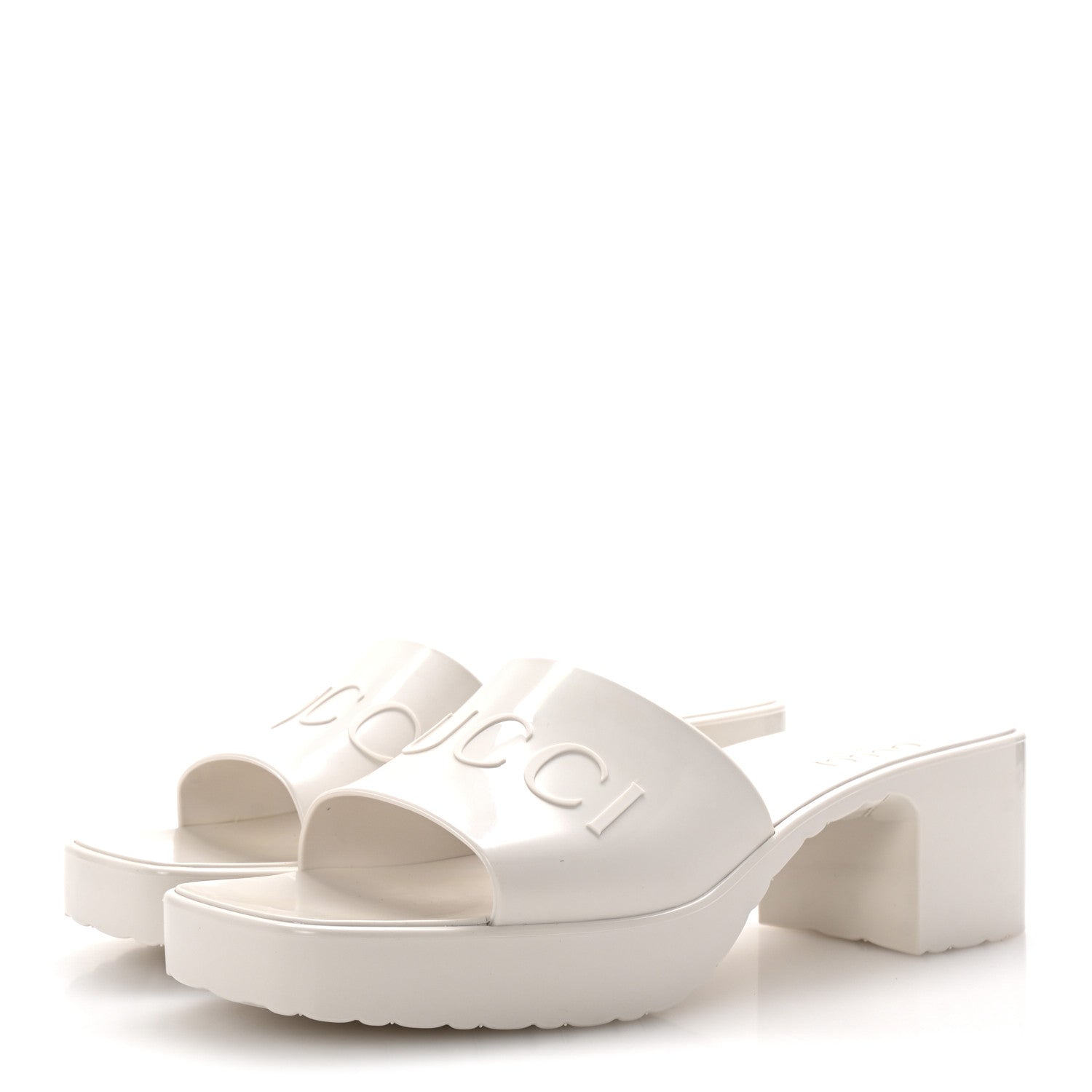 Gucci Rubber Gucci Logo Womens Platform 20/60mm Slide Sandals 41 Mystic White 3 of 9