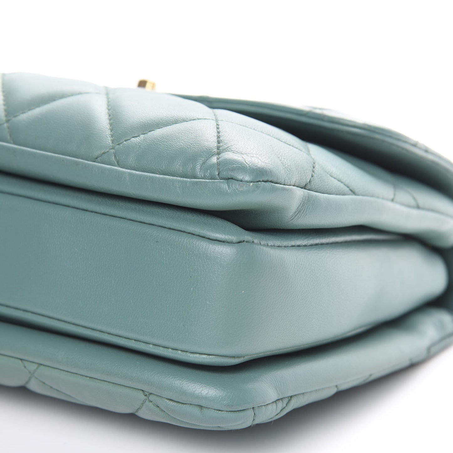 Lambskin Quilted Small Trendy CC Flap Dual Handle Bag Light Green