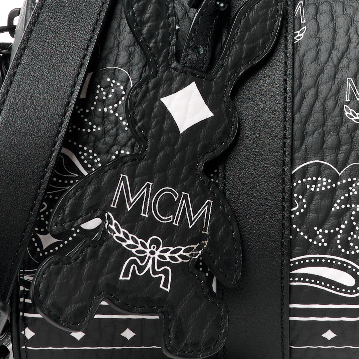 MCM Visetos Bandana Small Aren Boston Bag Black 10 of 12