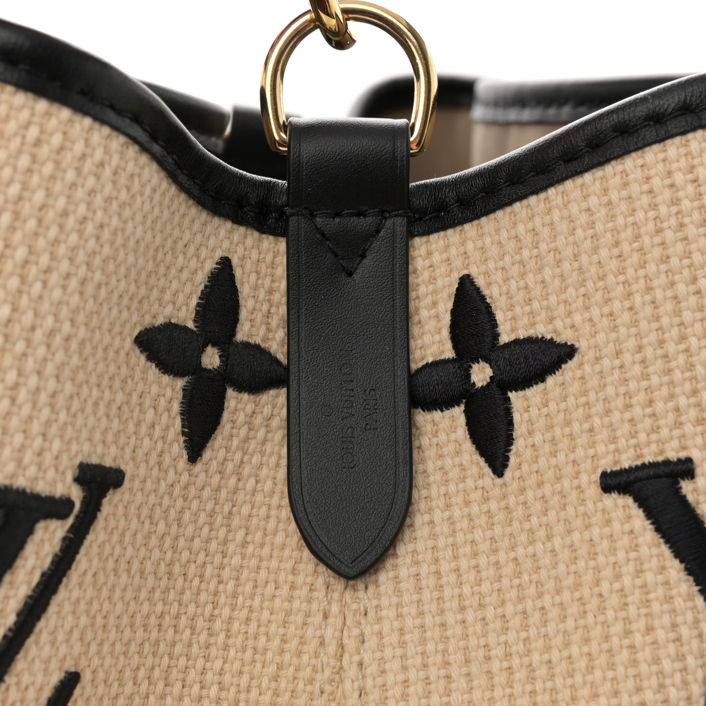 Cotton Monogram Embroidered Neonoe MM Beige Black