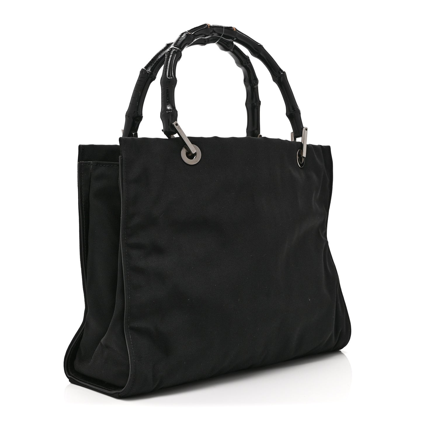Nylon Bamboo Handle Bag Black