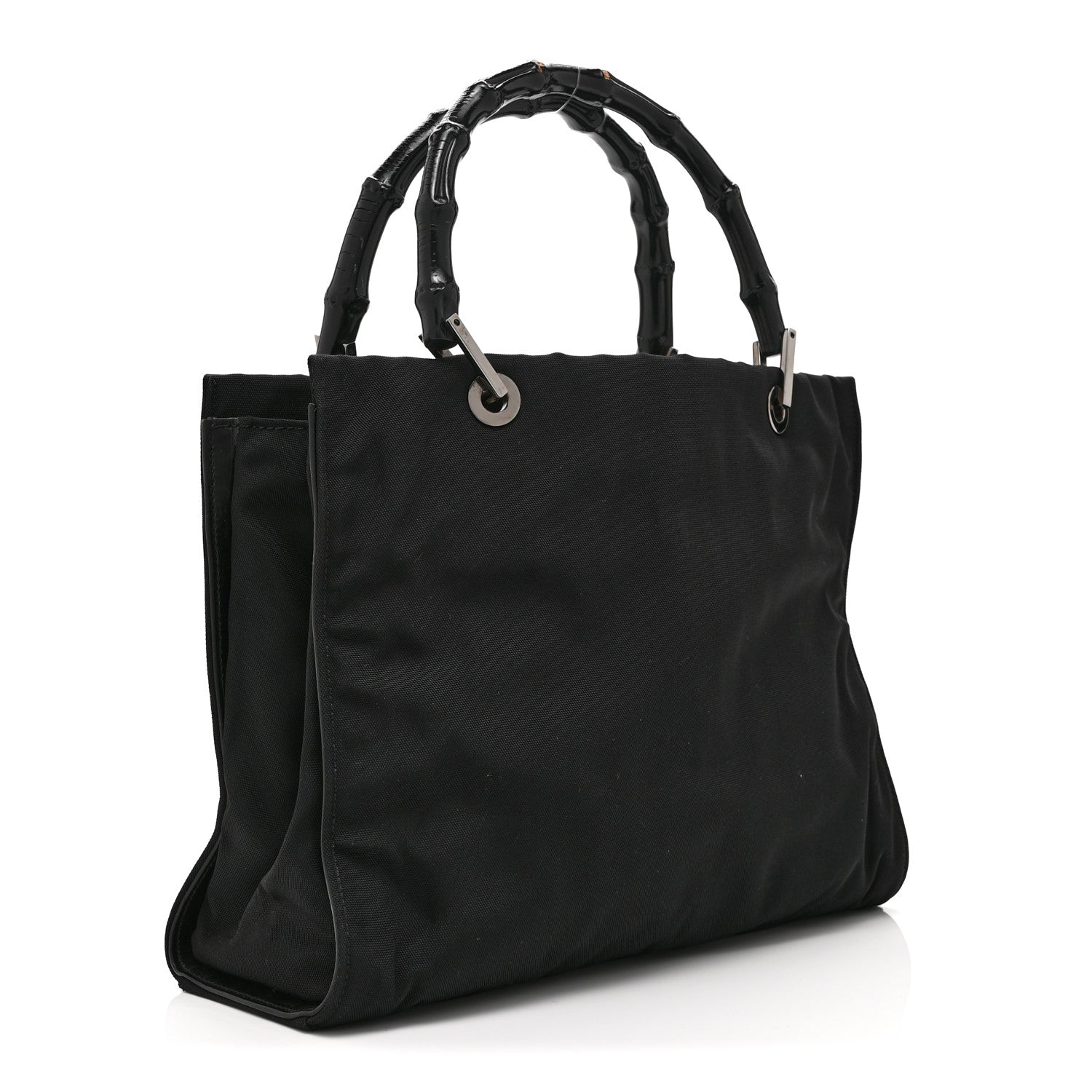 Gucci Nylon Bamboo Handle Bag Black 3 of 12