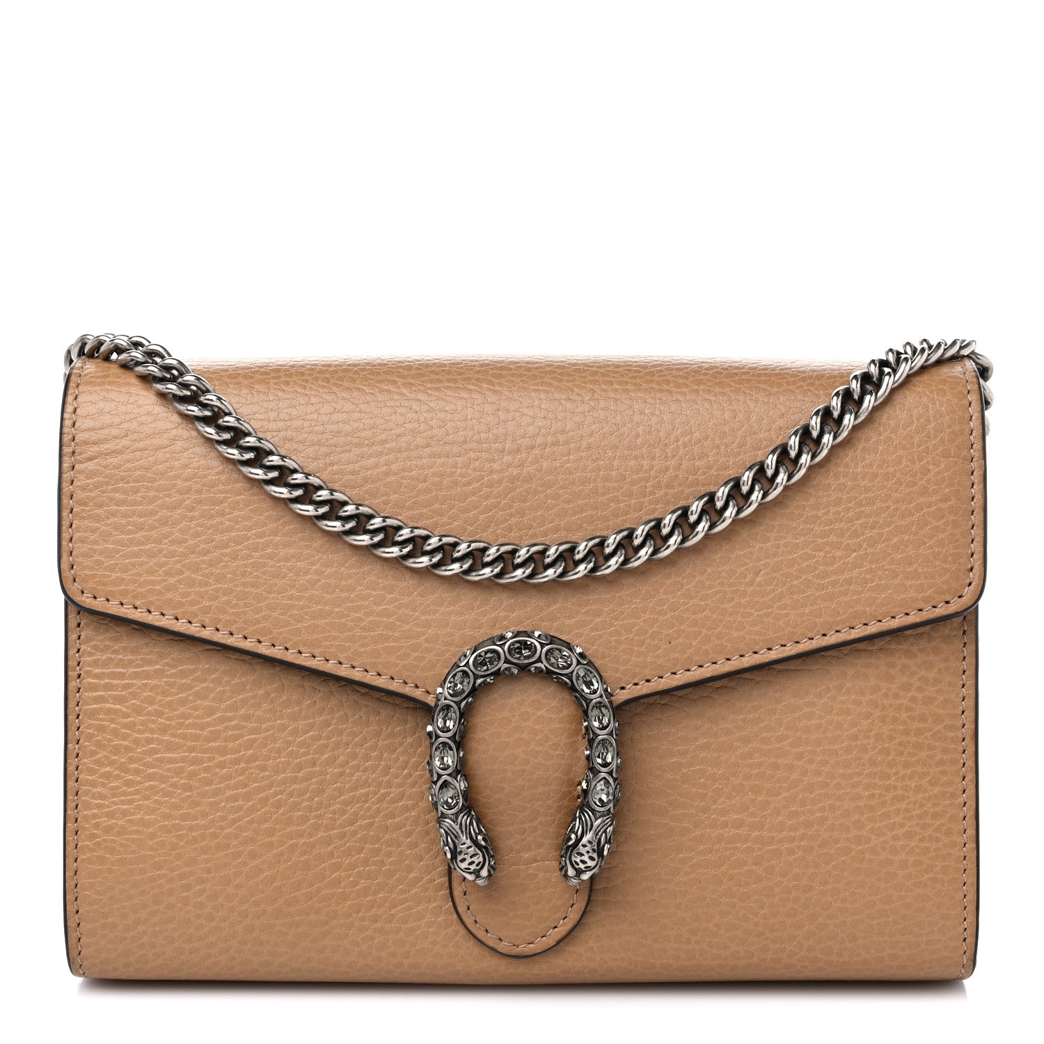 Gucci Dollar Calfskin Crystal Mini Dionysus Chain Wallet Natural Tan Black Diamond 1 of 13