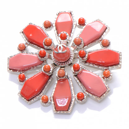 Chanel CC Gripoix Brooch Pin Pink Silver 1 of 5