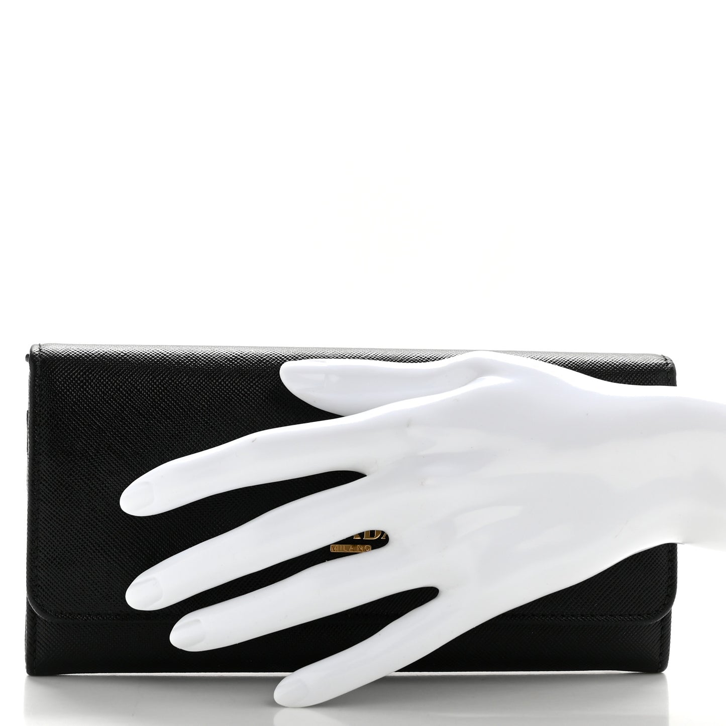 Saffiano Metal Continental Flap Travel Wallet Black