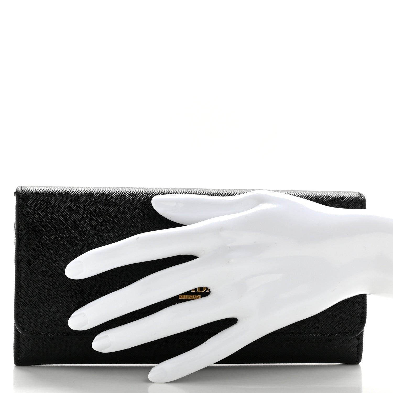 Prada Saffiano Metal Continental Flap Travel Wallet Black 2 of 11