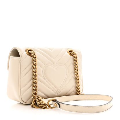 Gucci Calfskin Matelasse Mini GG Marmont Shoulder Bag White 3 of 10