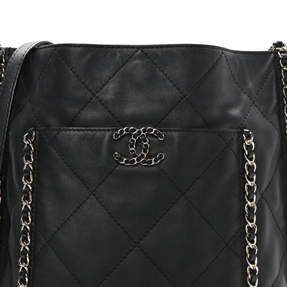 Chanel Calfskin Quilted Fringe Small Shopping Bag Black 7 of 9
