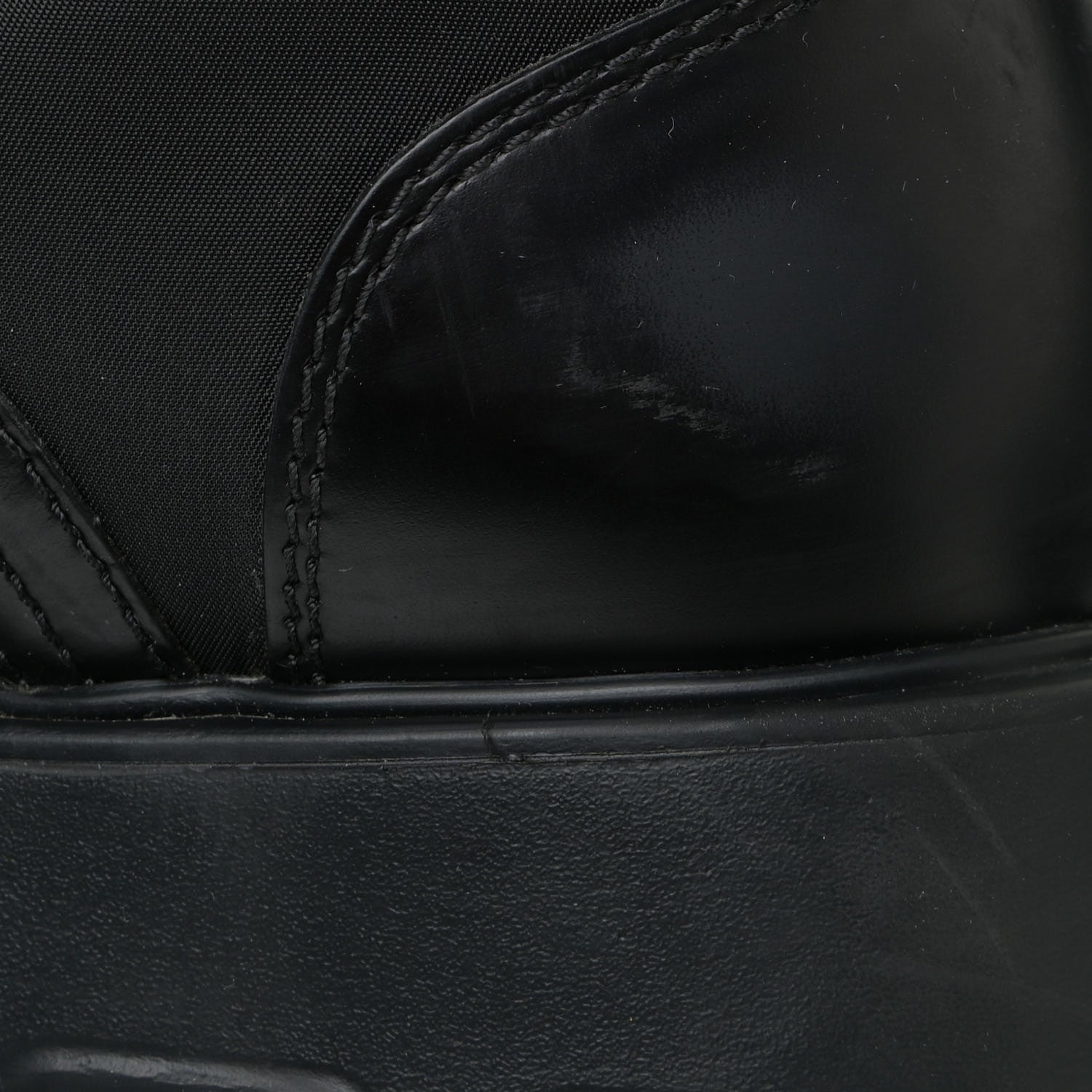 Prada Spazzolato Rois Nylon Metal Triangle Logo Monolith Pouch Pocket 55mm Boots 38 Black 14 of 19