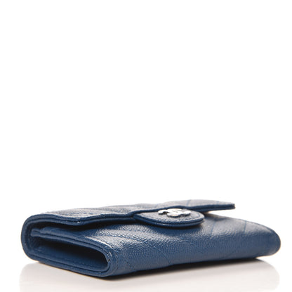 Chanel Caviar Chevron Quilted Card Holder Wallet Dark Blue 4 of 8