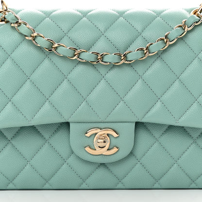 Chanel Caviar Quilted Medium Double Flap Light Blue 7 of 17
