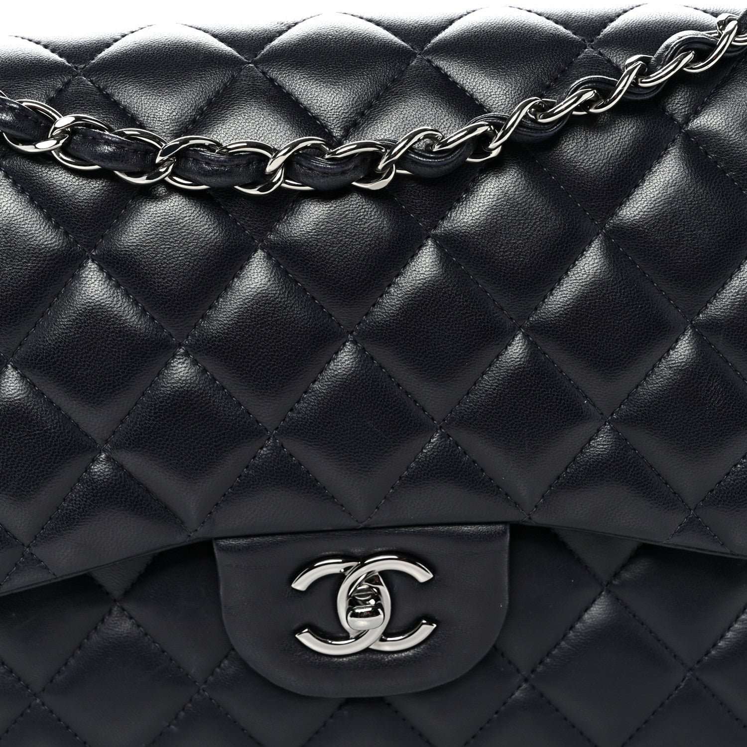 Chanel Lambskin Quilted Jumbo Double Flap Navy 8 of 10