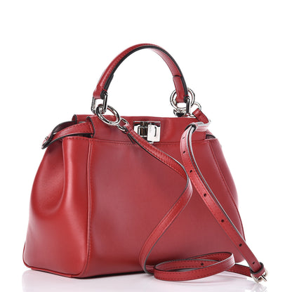 Fendi Nappa Elaphe Monster Eyes Mini Peekaboo Iconic Satchel Ruby Bois de Rose Natural 4 of 11