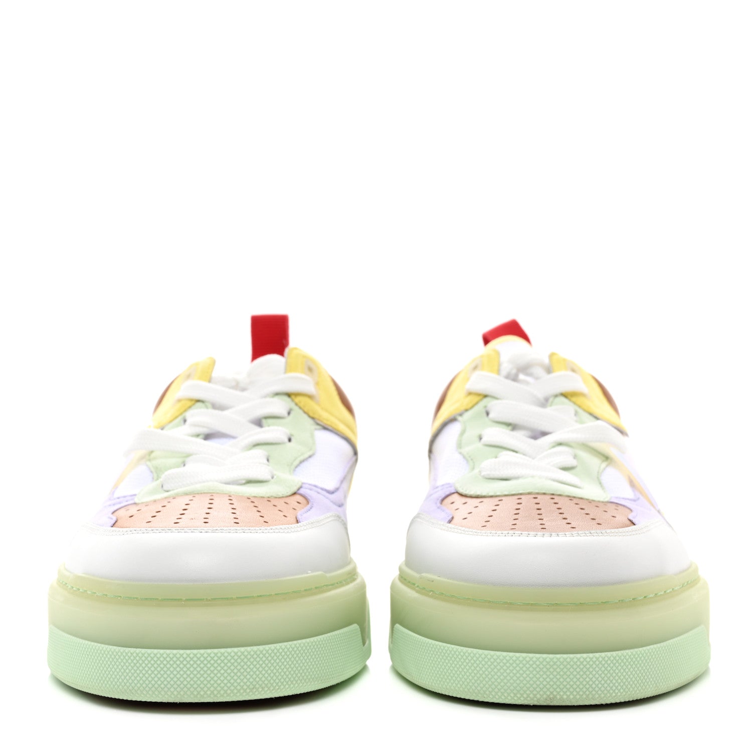 Christian Louboutin Calfskin Suede Spike Mens Astroloubi Flat Low Top Sneakers 43 Studio Green Lilac 2 of 8