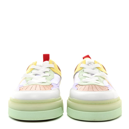 Christian Louboutin Calfskin Suede Spike Mens Astroloubi Flat Low Top Sneakers 43 Studio Green Lilac 2 of 8